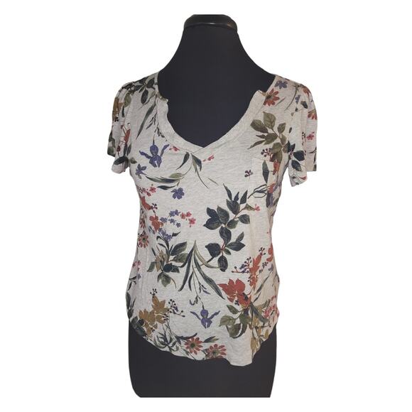 Maeve “Mayotte” Grey Floral V‑Neck Tee – Size XS – EUC - Picture 2 of 6